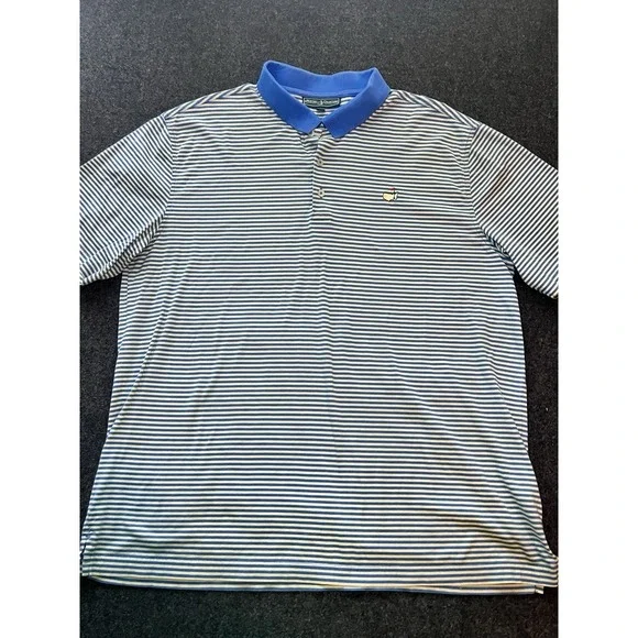 Masters Collection Blue Yellow Stripe Short Sleeve Golf Shirt Mens 2XL Pima - Picture 5 of 8